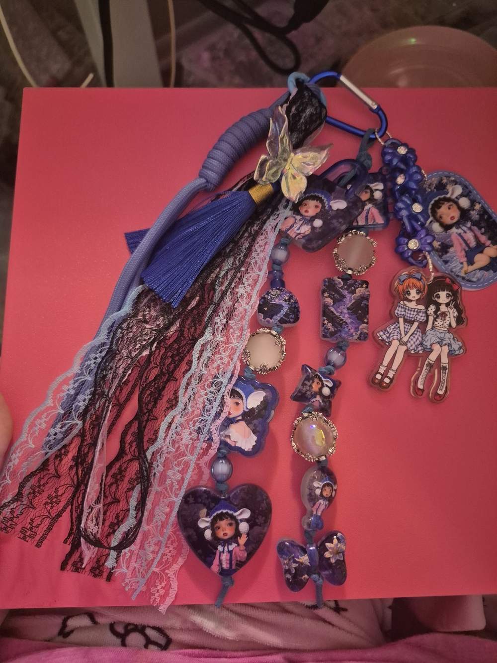 Blue Tassel Lace Key & Card Holder Charm